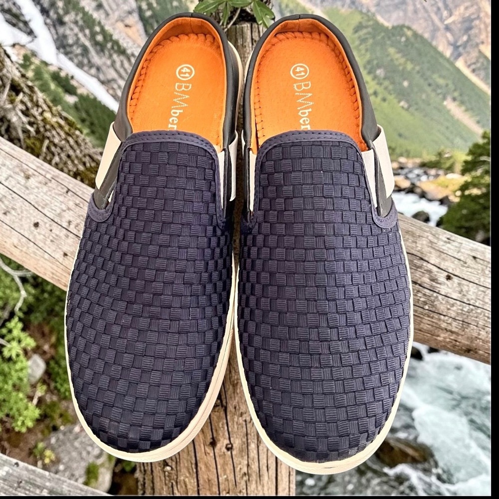 Bernie Mev Slip On Mules Sz EU 41 Woven Elastic Memory Foam Artemis Walking Navy
